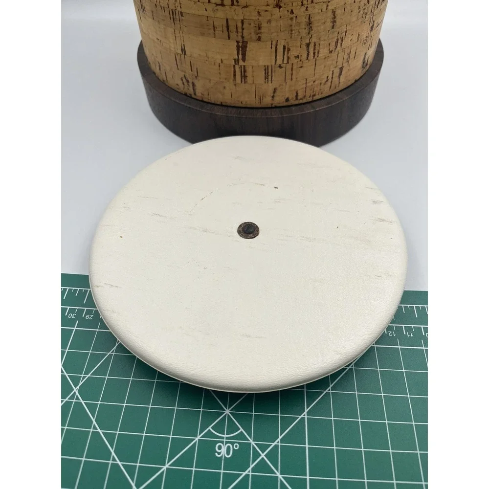 Vintage 1970s Cork Ice Bucket Faux Wood Grain MCM Barware Retro Decor